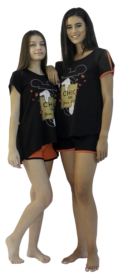 GIRL TEENS CHICK ME COTTON SHORT PYJAMAS SHORT SLEEVES