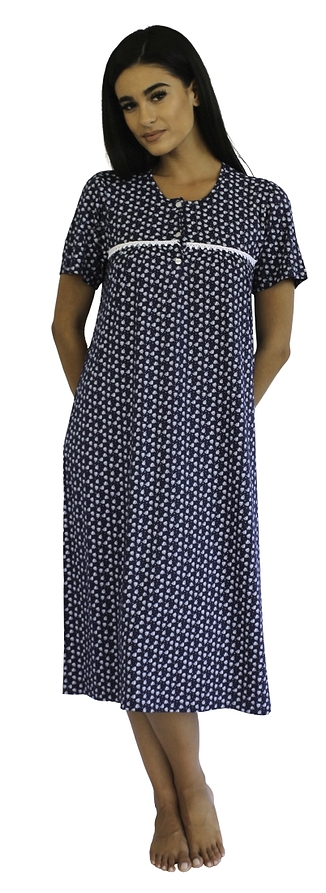 WOMAN COTTON PATTERNED NIGHTGOWN SHORT SLEEVES IN PLUS SIZES TOO
