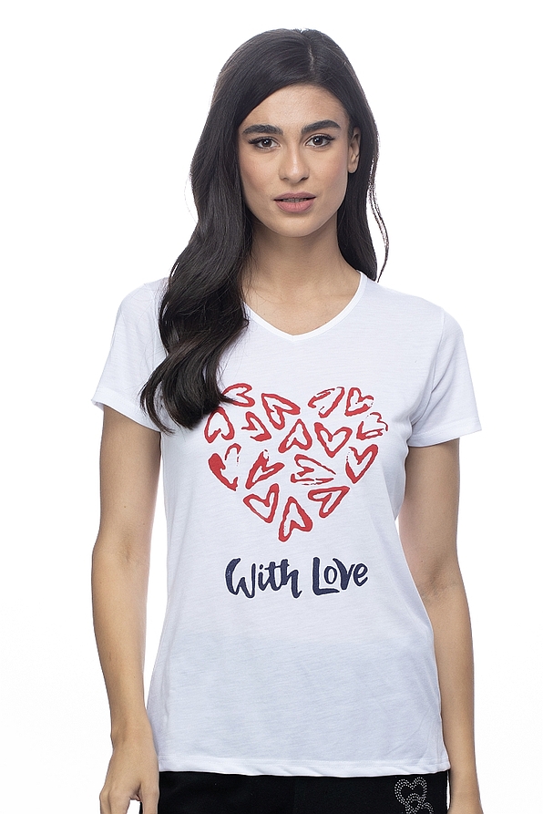 WOMAN COTTON T-SHIRT WITH MAKEUP PRINT