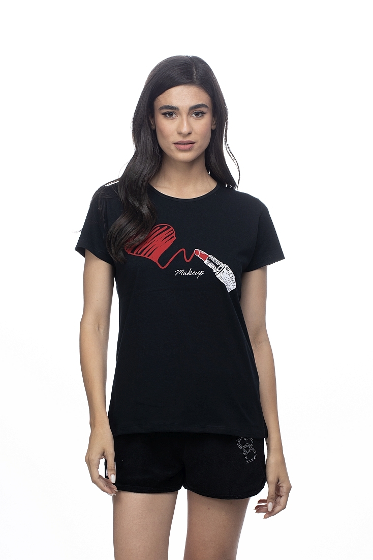 ΓΥΝΑΙΚΕΙΟ ΒΑΜΒΑΚΕΡΟ T-SHIRT ΜΕ ΤΥΠΩΜΑ MAKEUP