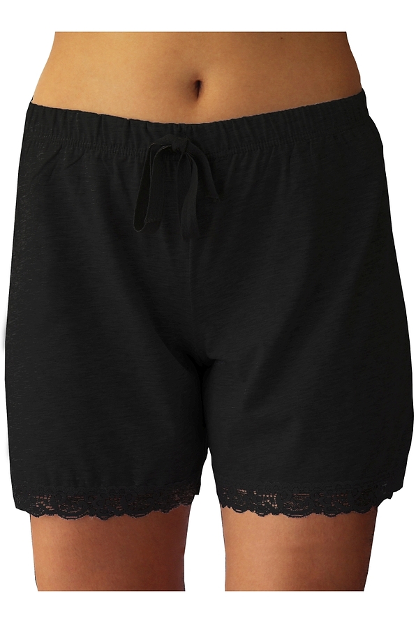 WOMAN COTTON SHORTS PLAIN WITH LACE TRIMMING