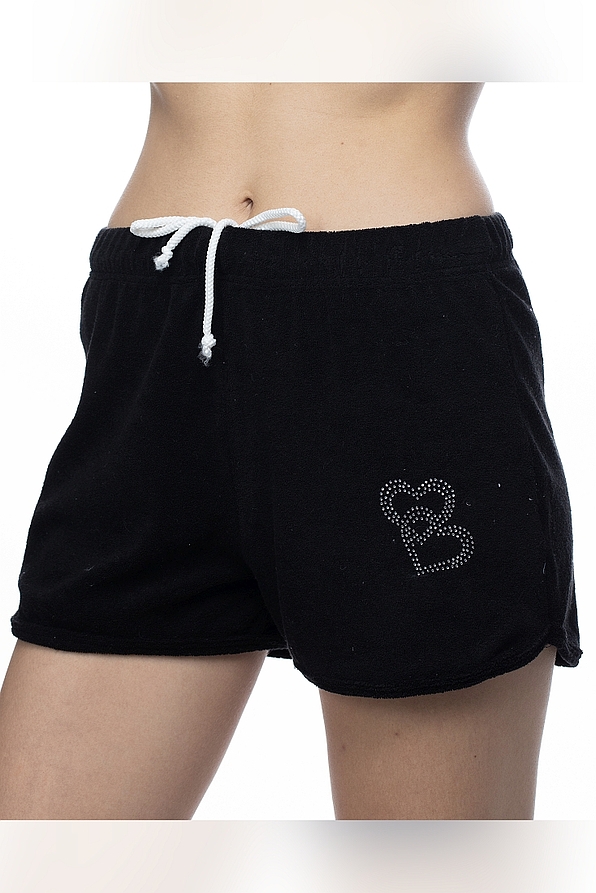 WOMAN TERRY COTTON SHORTS PLAIN WITH STRAS HEARTS