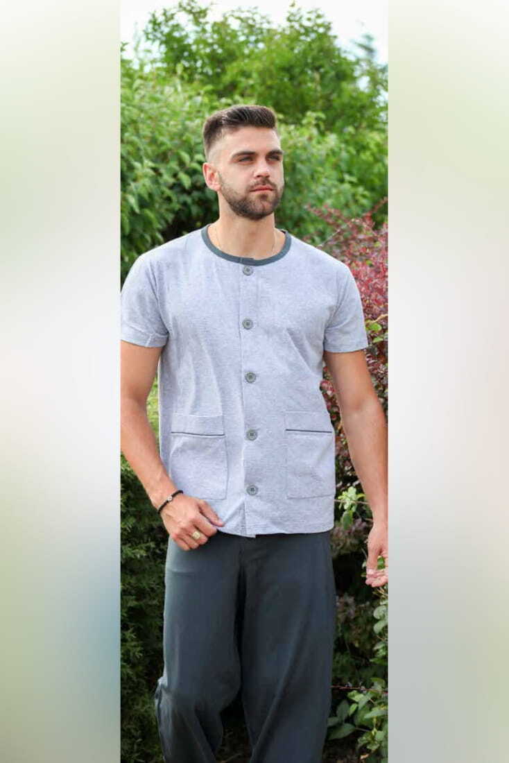 ΑΝΔΡΙΚΗ ΒΑΜΒΑΚΕΡΗ ΜΑΚΡΙΑ ΠΙΤΖΑΜΑ ΜΟΝΟΧΡΩΜΗ ΠΑΝΤΕΛΟΝΙ ΜΕ ΚΟΥΜΠΙΑ ΜΠΛΟΥΖΑ ΜΕ ΚΟΥΜΠΙΑ ΚΑΙ ΤΣΕΠΕΣ