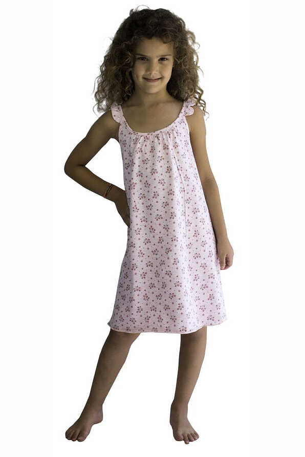 GIRL COTTON NIGHTGOWN FLORAL SPAGHETTI STRAPS