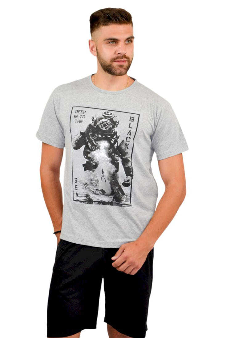 ΑΝΔΡΙΚΟ ΒΑΜΒΑΚΕΡΟ T-SHIRT ΜΕ ΤΥΠΩΜΑ ΔΥΤΗΣ