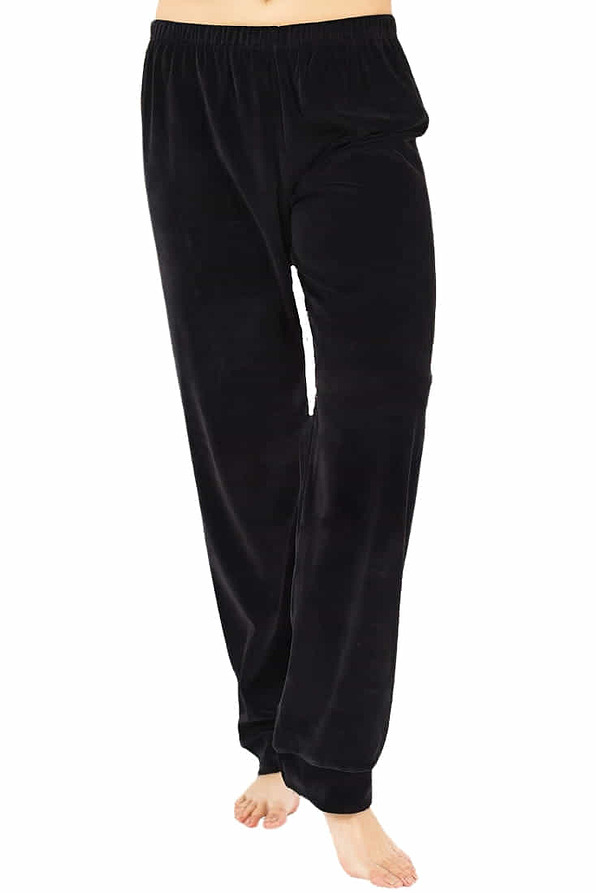 WOMAN COTTON VELOUR PANTS PLAIN WITH ANKLE CUFFED LEGS