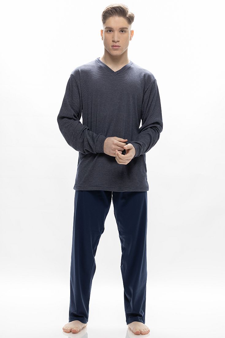 ΑΝΔΡΙΚΗ ΜΑΚΡΙΑ ΒΑΜΒΑΚΕΡΗ INTERLOCK ΖΑΚΑΡ ΠΙΤΖΑΜΑ ΜΟΝΟΧΡΩΜΗ ΜΕ V ΛΑΙΜΟ