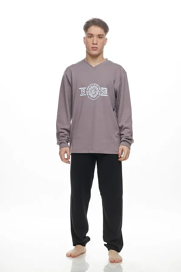 MAN LONG COTTON INTERLOCK PUNTO DI ROMA PYJAMAS WITH CUFFED SLEEVES AND LEGS