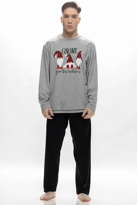 ΑΝΤΡΙΚΗ ΜΑΚΡΙΑ ΒΑΜΒΑΚΕΡΗ ΠΙΤΖΑΜΑ ΜΕ ΧΡΙΣΤΟΥΓΕΝΝΙΑΤΙΚΟ ΤΥΠΩΜΑ "GNOME FOR THE HOLIDAYS"