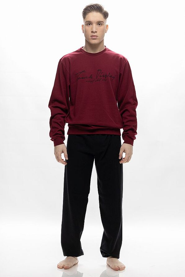 MAN LONG COTTON INTERLOCK PYJAMAS WITH "TOUCH DISPLAY ACCEPT WHAT WAS" PRINT