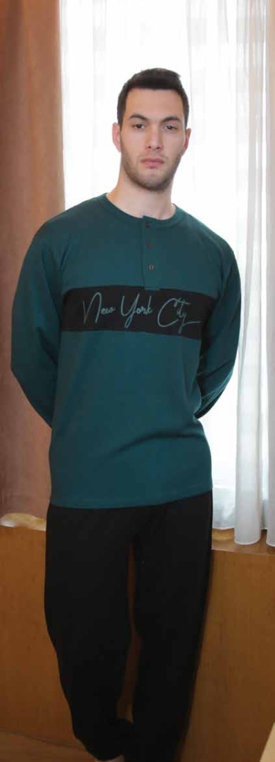 GALAXY - ΑΝΔΡΙΚΗ ΠΥΖΑΜΑ ΠΑΤΙΛΕΤΑ ΙΝΤΕΡΛΟΚ ME ΤΥΠΩΜΑ &  ΡΙΠ ΜΑΝΙΚΙ-ΠΑΝΤΕΛΟΝΙ