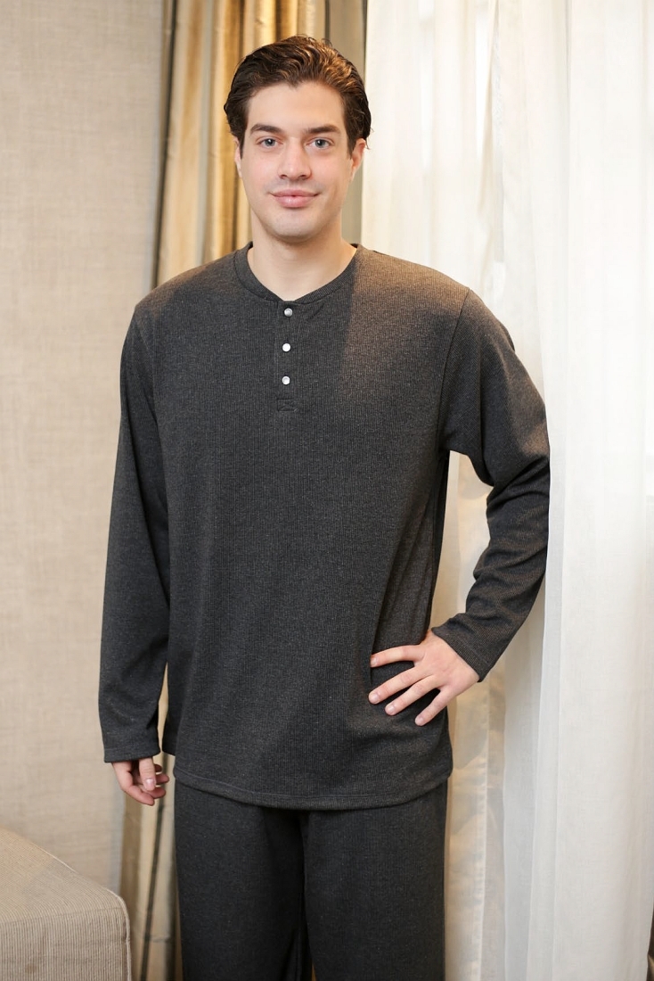 ΑΝΤΡΙΚΗ ΠΙΤΖΑΜΑ RIB ΒΑΜΒΑΚΕΡΗ ΜΟΝΟΧΡΩΜΗ ΠΑΤΙΛΕΤΑ ΜΕ ΑΝΟΙΧΤΟ ΜΠΑΤΖΑΚΙ