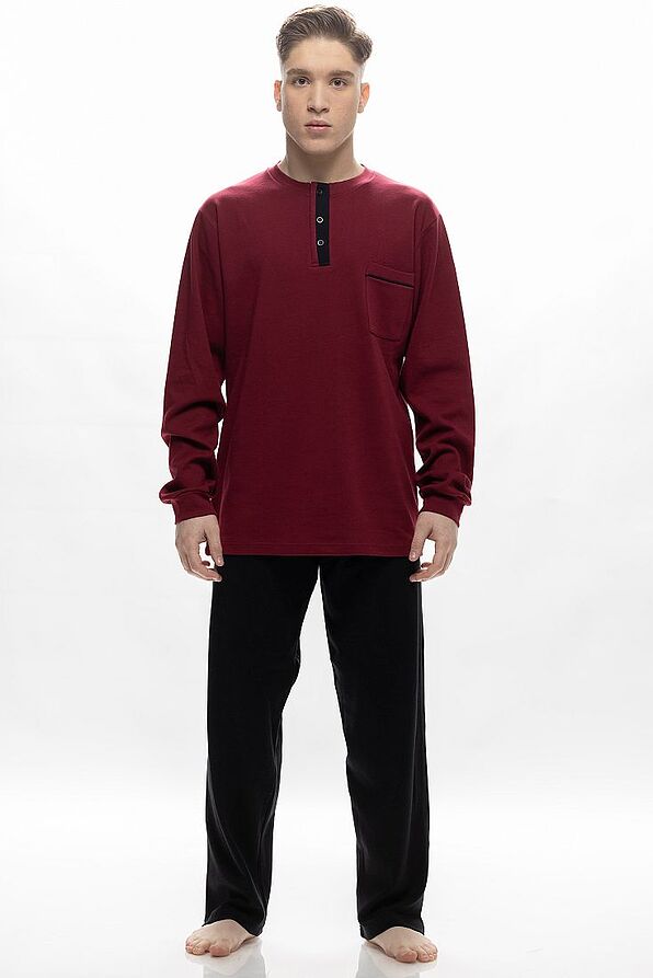 MAN LONG COTTON INTERLOCK PYJAMAS WITH SERAPH OPENING AND CHEST POCKET