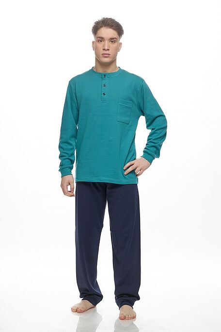 MAN LONG COTTON INTERLOCK PYJAMAS WITH SERAPH OPENING AND CHEST POCKET