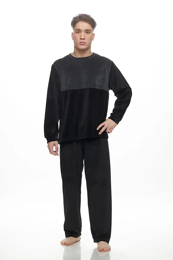 MAN LONG VELVET PYJAMAS WITH CUFFED SLEEVES AND LEGS