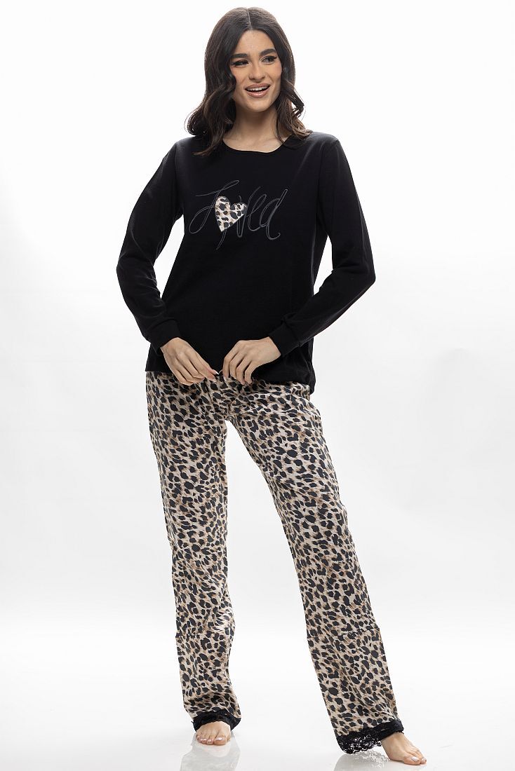 ΓΥΝΑΙΚΕΙΑ ΜΑΚΡΙΑ ΙΝΤΕΡΛΟΚ ΠΙΤΖΑΜΑ ΜΕ ΚΕΝΤΗΜΑ LOVED & ANIMAL PRINT ΠΑΝΤΕΛΟΝΙ