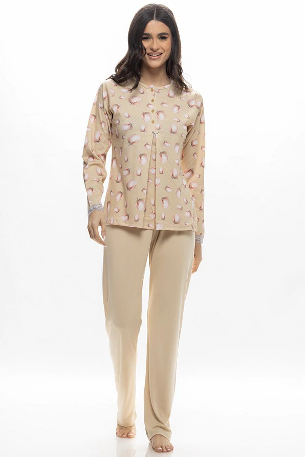 ΓΥΝΑΙΚΕΙΑ ΜΑΚΡΙΑ ΙΝΤΕΡΛΟΚ ΠΙΤΖΑΜΑ ΜΕ ΠΑΤΙΛΕΤΑ ΠΙΕΤΑ ΣΤΟ ΜΠΡΟΣΤΙΝΟ ΜΕΡΟΣ ΚΑΙ FLORAL ΣΧΕΔΙΟ