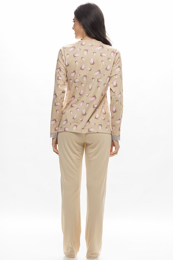 ΓΥΝΑΙΚΕΙΑ ΜΑΚΡΙΑ ΙΝΤΕΡΛΟΚ ΠΙΤΖΑΜΑ ΜΕ ΠΑΤΙΛΕΤΑ ΠΙΕΤΑ ΣΤΟ ΜΠΡΟΣΤΙΝΟ ΜΕΡΟΣ ΚΑΙ FLORAL ΣΧΕΔΙΟ