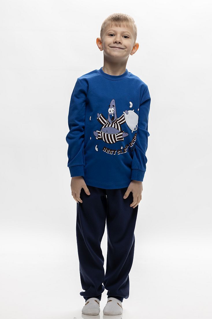 BOYS' LONG COTTON INTERLOCK PYJAMAS WITH PATRICK PRINT