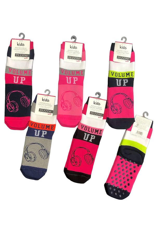 GIRL COMBED COTTON ABS SOCKS WITH HEADPHONES PATTERN