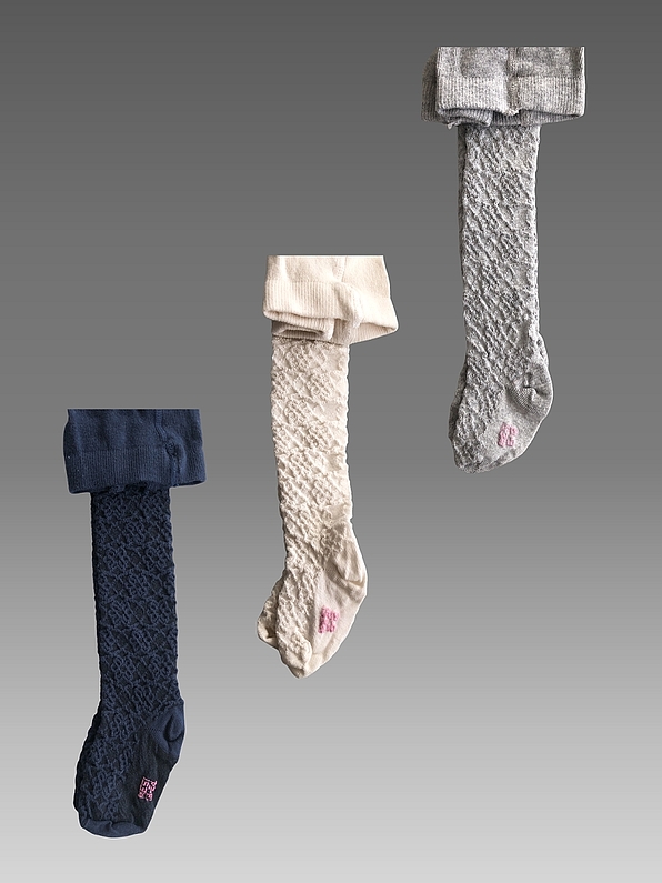 BABY COTTON OPAQUE TIGHTS WITH GEOMETRICAL PATTERN AND SPECIAL PANTY FOR DIAPER