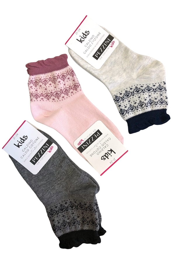 GIRL COTTON FASHION SOCKS WITH FLOWER OR TARTAN PATTERN AND SCALLOPED TRIM