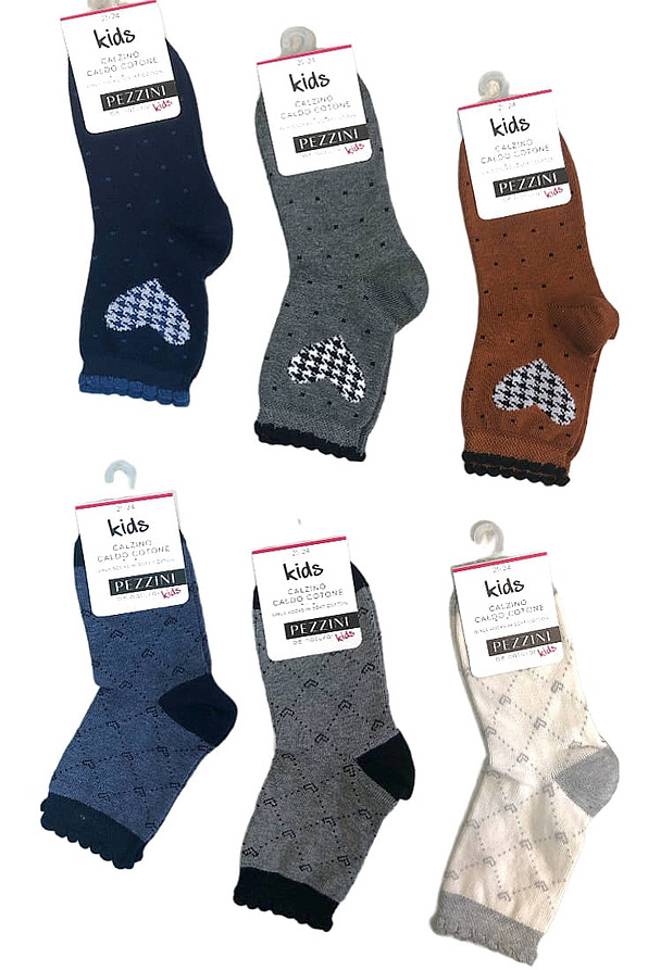 GIRL COMBED COTTON SOCKS WITH HEARTS PATTERN