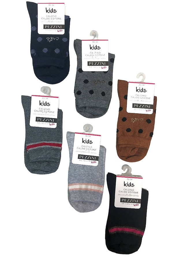 GIRL COMBED COTTON SOCKS WITH DOTS OR GLITTER STRIPE PATTERN