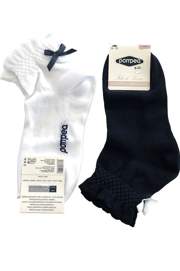2-PACK VIOLETTA CERIMONIA GIRL MERCERIZED COTTON SOCKS FINE TRIMMING AND BOW