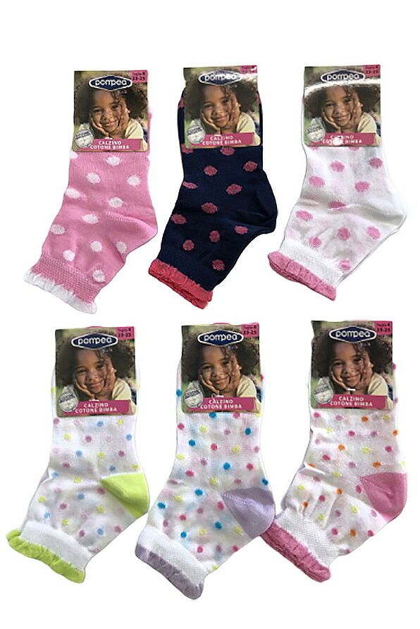 6-PACK AMELIA GIRL MERCERIZED COTTON SOCKS WITH PATTERN
