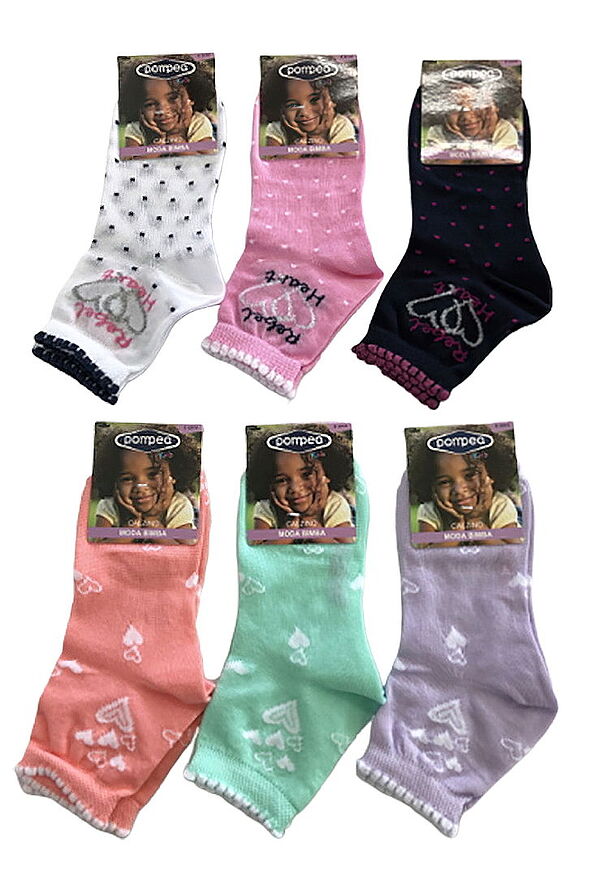 6-PACK ERIKA GIRL MERCERIZED COTTON SOCKS WITH PATTERN