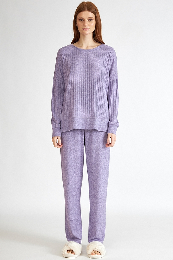 WOMAN LONG VISCOSE PYJAMAS PLAIN WITH CLOSED NECK AND OPEN LEGS