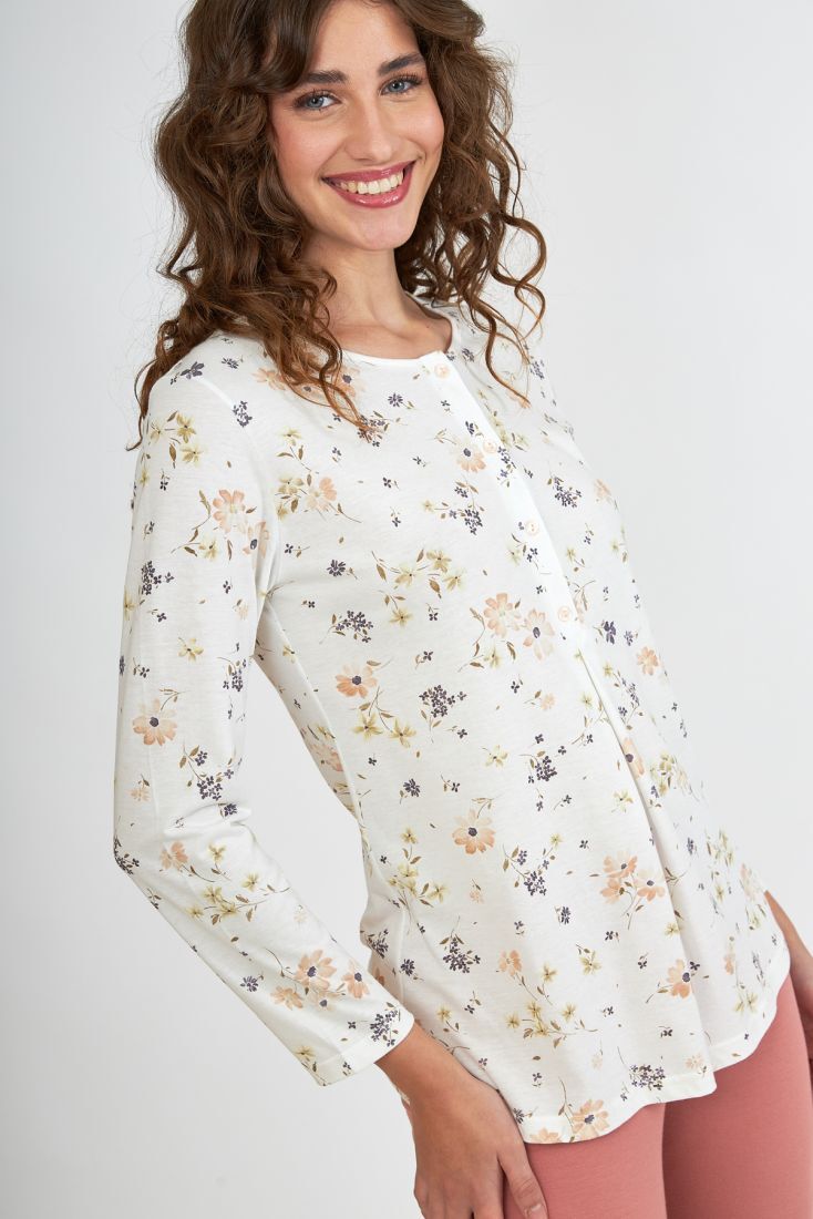 ΓΥΝΑΙΚΕΙΑ ΜΑΚΡΙΑ ΒΑΜΒΑΚΕΡΗ ΠΙΤΖΑΜΑ FLORAL ΜΕ ΠΑΤΙΛΕΤΑ ΚΑΙ ΠΙΕΤΑ