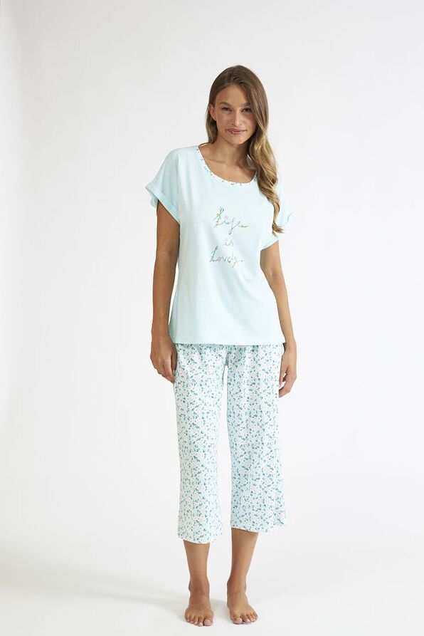 WOMAN CAPRI MODAL-COTTON PYJAMAS WITH FLORAL PATTERN