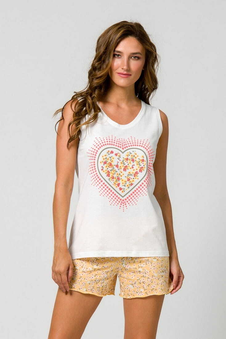 ΓΥΝΑΙΚΕΙΑ ΠΙΤΖΑΜΑ MODAL ΜΕ ΩΜΟ ΑΝΟΙΧΤΟ ΛΑΙΜΟ ΣΧΕΔΙΟ ΚΑΡΔΙΑ ΚΑΙ ΣΟΡΤΣ FLORAL