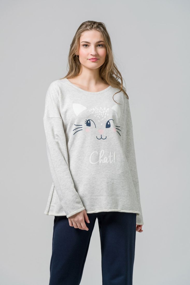 HARMONY - ΓΥΝΑΙΚΕΙΑ ΠΥΖΑΜΑ  ΜΕ ΦΟΥΤΕΡ, ΙΣΙΟ ΠΑΝΤΕΛΟΝΙ ΚΑΙ ΣΧΕΔΙΟ CHAT