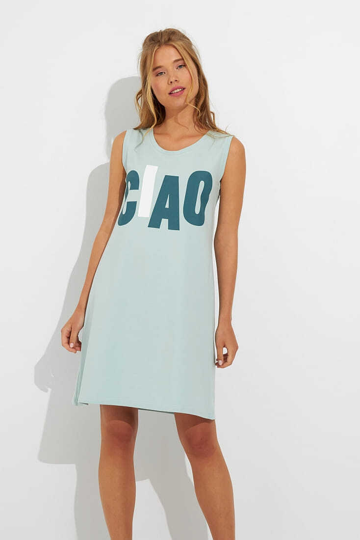 ΓΥΝΑΙΚΕΙO MODAL MIDI NYXTIKO ΜΟΝΟΧΡΩΜΟ ΜΕ ΣΤΑΜΠΑ CIAO ΑΝΟΙΧΤΟ ΛΑΙΜΟ ΑΜΑΝΙΚΟ