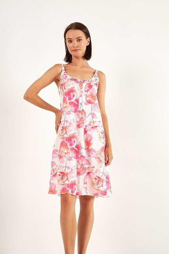 WOMAN MIDI COTTON NIGHTDRESS FLORAL WITH DEEP BUTTON OPENING IDEAL FOR BREASTFEEDING