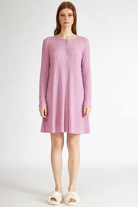 ΓΥΝΑΙΚΕΙΟ ΚΟΝΤΟ ΝΥΧΤΙΚΟ ΜΟΝΟΧΡΩΜΟ ΜΕ ΚΟΥΜΠΙΑ ΚΑΙ ΜΑΚΡΙΑ ΜΑΝΙΚΙΑ