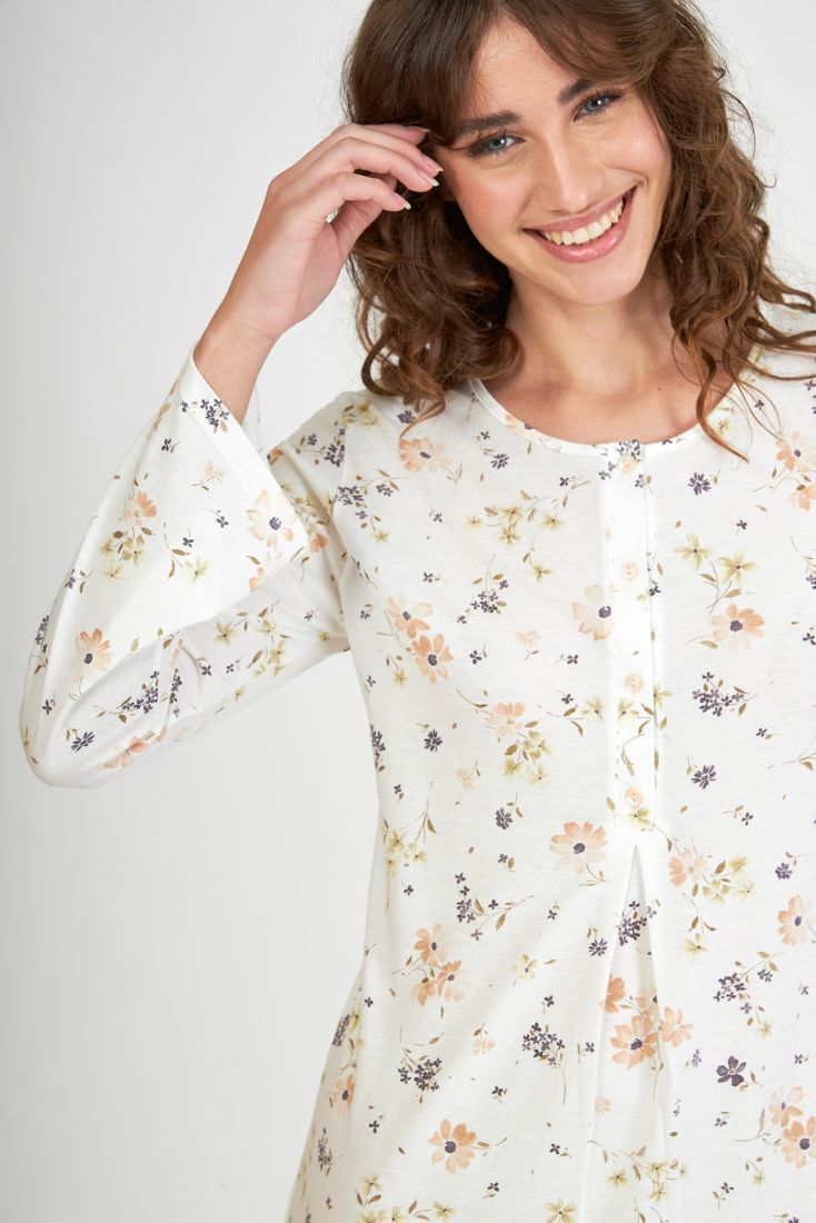 ΓΥΝΑΙΚΕΙΟ MIDI ΒΑΜΒΑΚΕΡΟ ΝΥΧΤΙΚΟ FLORAL ΜΕ ΠΑΤΙΛΕΤΑ