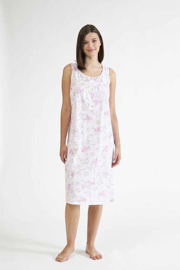 WOMAN MODAL-COTTON LONG NIGHTDRESS WITH DEEP SERAPH & FLORAL PATTERN