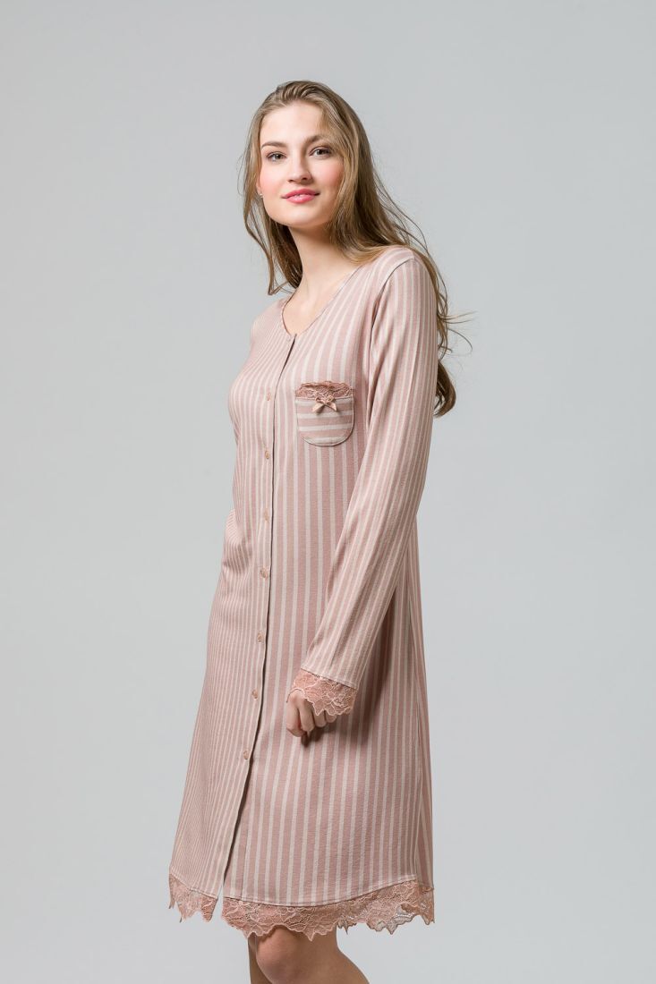 HARMONY - ΓΥΝ. ΝΥΧΤΙΚΟ ΑΠΟ VISCOSE ΜΕ ΚΟΥΜΠΙΑ, ΡΙΓΕΣ ΚΑΙ ΔΑΝΤΕΛΑ ΣΤΟ ΚΑΤΩ ΜΕΡΟΣ