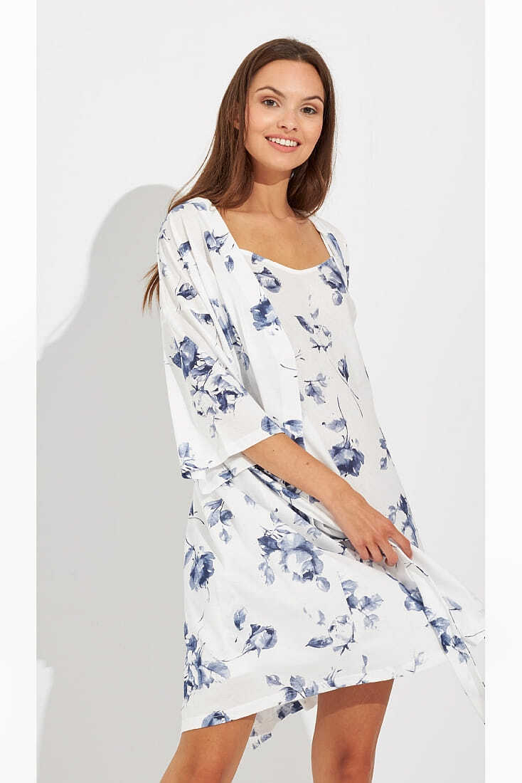 ΓΥΝΑΙΚΕΙΑ ΒΑΜΒΑΚΕΡΗ MIDI ΡΟΜΠΑ ΣΤΑΥΡΩΤΗ ΜΕ FLORAL ΣΧΕΔΙΟ ΚΑΙ ΤΡΟΥΑΚΑΡ ΜΑΝΙΚΙ