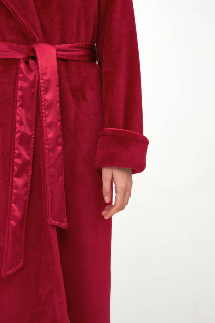 ΓΥΝΑΙΚΕΙΑ FLEECE ΜΑΚΡΙΑ ΜΟΝΟΧΡΩΜΗ ΡΟΜΠΑ ΣΤΑΥΡΩΤΗ ΜΕ ΤΣΕΠΕΣ