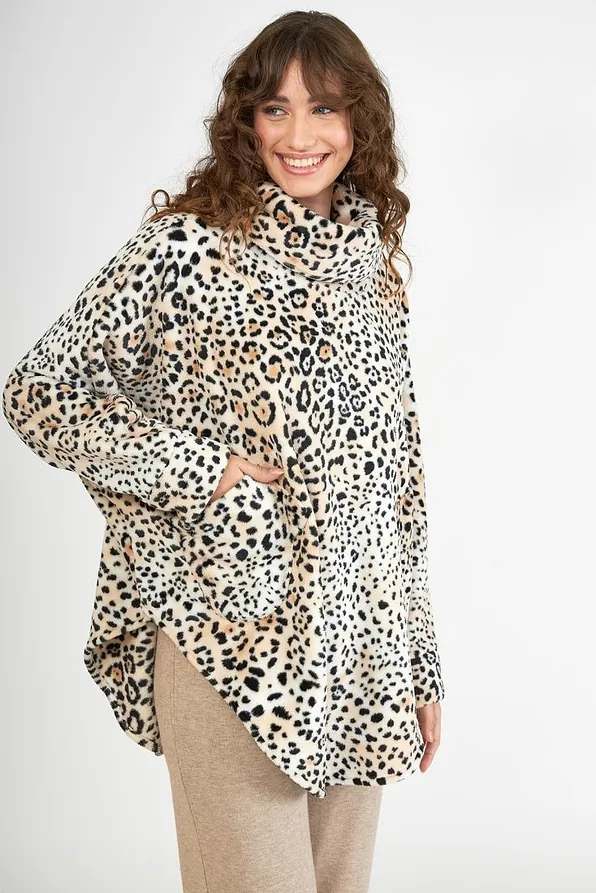 ΓΥΝΑΙΚΕΙΟ ΠΟΝΤΣΟ FLEECE ΜΕ ANIMAL ΜΟΤΙΒΟ