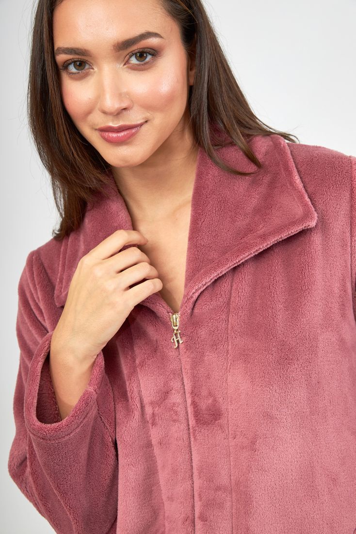 ΓΥΝΑΙΚΕΙΑ ΜΑΚΡΙΑ FLEECE ΡΟΜΠΑ ΜΟΝΟΧΡΩΜΗ ΜΕ ΦΕΡΜΟΥΑΡ