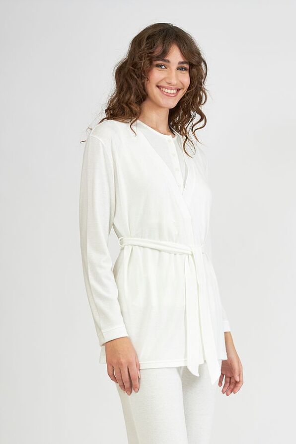 WOMAN SHORT VISCOSE CARDIGAN SOLID COLOR WRAP-STYLE