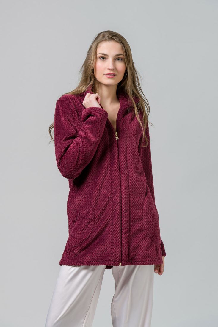 HARMONY - ΓΥΝ. ΖΑΚΕΤΑ POLYESTER ME ΦΕΡΜΟΥΑΡ,  ΜΑΚΡΥ ΓΙΑΚΑ, ΠΛΑΙΝΕΣ ΤΣΕΠΕΣ & ΣΧΕΔΙΟ ΖΙΓΚ-ΖΑΓΚ