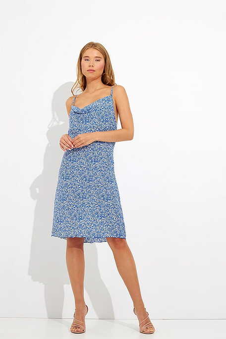 WOMAN MIDI DRAPE DRESS WITH FLORAL PATTERN OPEN NECK OPEN BACK WITH CROSSED STRAPS