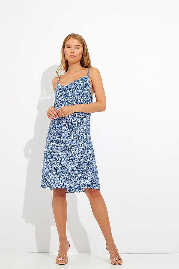 WOMAN MIDI DRAPE DRESS WITH FLORAL PATTERN OPEN NECK OPEN BACK WITH CROSSED STRAPS